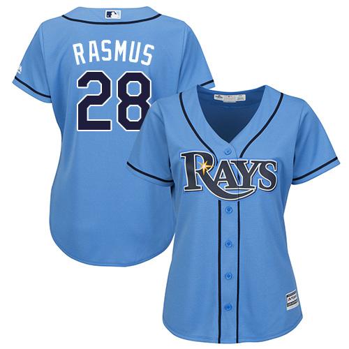 Rays #28 Colby Rasmus Light Blue Alternate Women's Stitched Baseball Jersey
