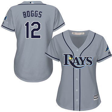 Rays #12 Wade Boggs Grey Road Women's Stitched Baseball Jersey