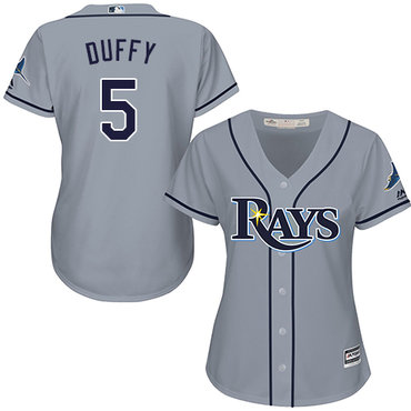 Rays #5 Matt Duffy Grey Road Women's Stitched Baseball Jersey