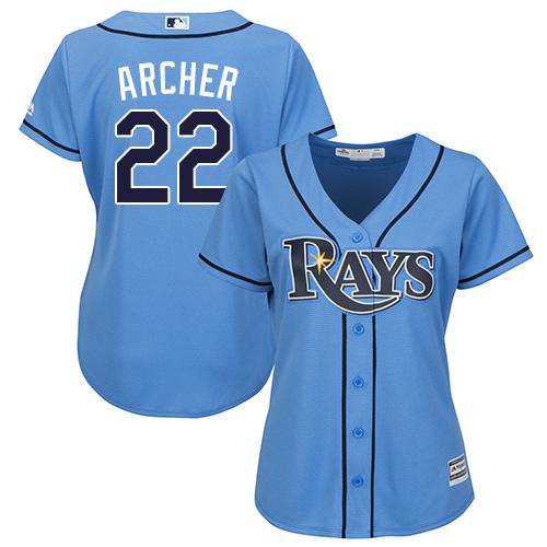 Rays #22 Chris Archer Light Blue Alternate Women's Stitched Baseball Jersey