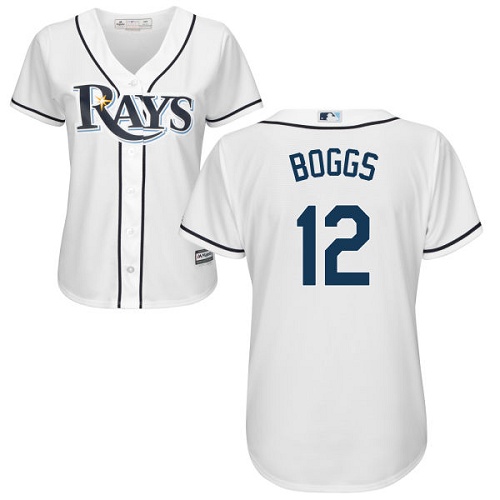 Rays #12 Wade Boggs White Home Women's Stitched Baseball Jersey