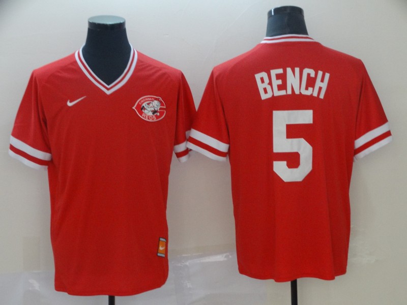 Men's Cincinnati Reds 5 Johnny Bench Red Throwback Jersey
