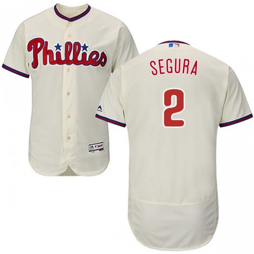 Men's Philadelphia Phillies #2 Jean Segura Cream Flex Base Alternate Collection Jersey