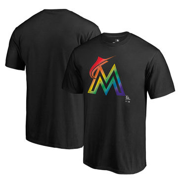 Men's Miami Marlins Fanatics Branded Black Big & Tall Pride T Shirt
