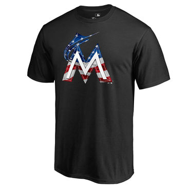 Men's Miami Marlins Black Banner Wave II T Shirt
