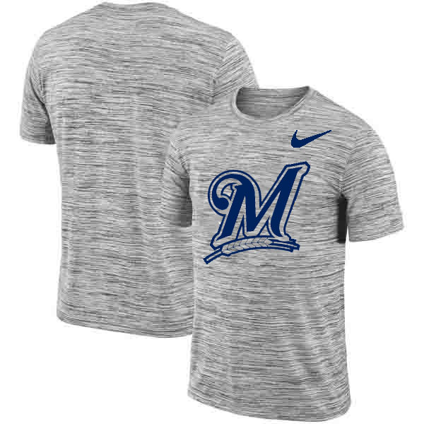 Milwaukee Brewers Nike Heathered Black Sideline Legend Velocity Travel Performance T-Shirt