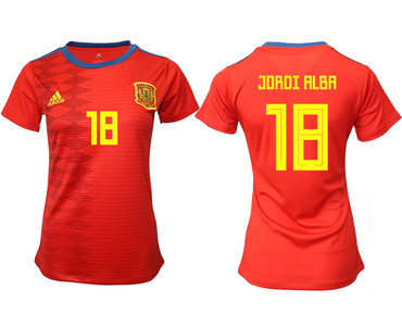 2019-20 Spain 18 JORDI ALBA Home Women Soccer Jersey