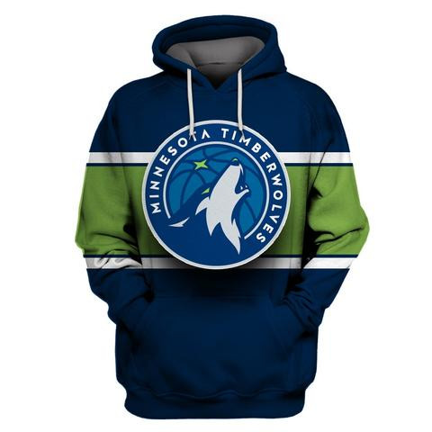 Timberwolves Navy All Stitched Hooded Sweatshirt