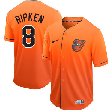 Men's Baltimore Orioles 8 Cal Ripken Jr Orange Drift Fashion Jersey