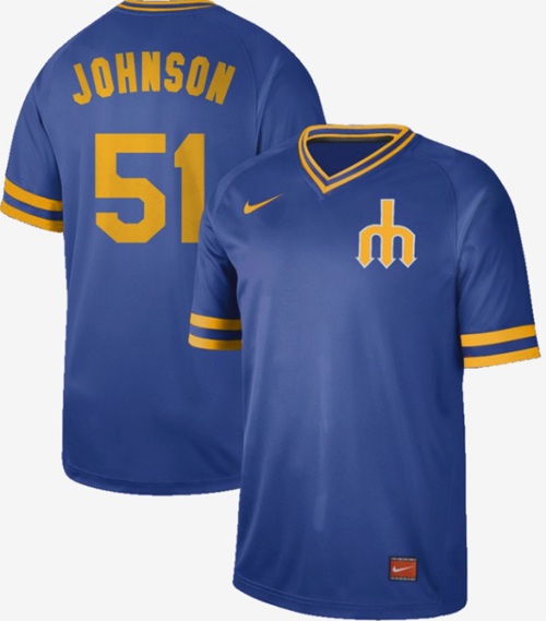 Mariners #51 Randy Johnson Royal Authentic Cooperstown Collection Stitched Baseball Jersey