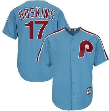 Phillies #17 Rhys Hoskins Light Blue New Cool Base Cooperstown Stitched Baseball Jersey