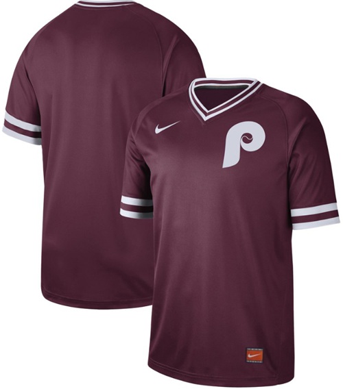 Phillies Blank Maroon Authentic Cooperstown Collection Stitched Baseball Jersey