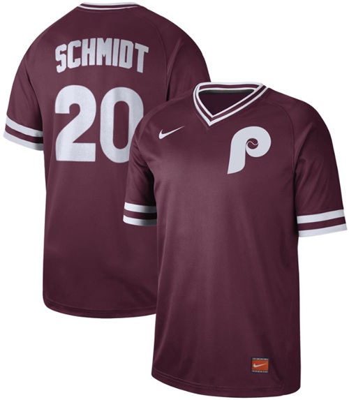 Phillies #20 Mike Schmidt Maroon Authentic Cooperstown Collection Stitched Baseball Jersey