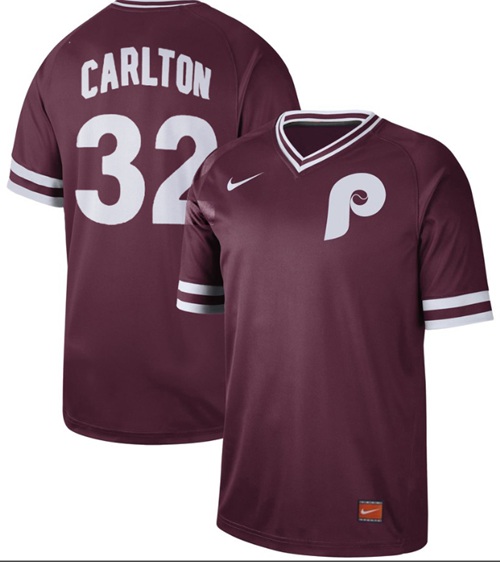 Phillies #32 Steve Carlton Maroon Authentic Cooperstown Collection Stitched Baseball Jersey