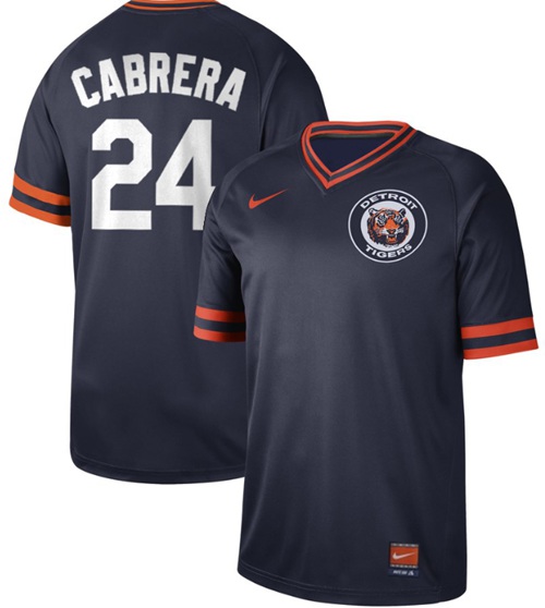 Tigers #24 Miguel Cabrera Navy Authentic Cooperstown Collection Stitched Baseball Jersey