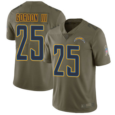 Chargers #25 Melvin Gordon III Olive Youth Stitched Football Limited 2017 Salute to Service Jersey