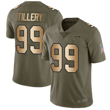 Chargers #99 Jerry Tillery Olive Gold Youth Stitched Football Limited 2017 Salute to Service Jersey