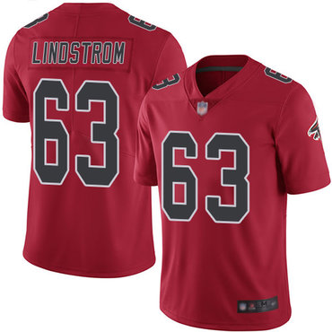 Falcons #63 Chris Lindstrom Red Youth Stitched Football Limited Rush Jersey