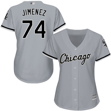 White Sox #74 Eloy Jimenez Grey Road Women's Stitched Baseball Jersey