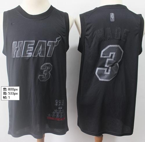 Heat #3 Dwyane Wade Black Basketball MVP Swingman Jersey
