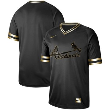 Cardinals Blank Black Gold Authentic Stitched Baseball Jersey