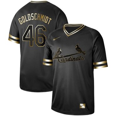 Cardinals #46 Paul Goldschmidt Black Gold Authentic Stitched Baseball Jersey