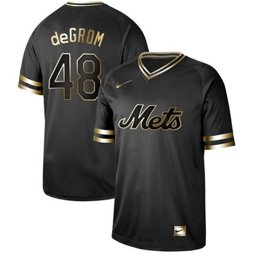 Mets #48 Jacob DeGrom Black Gold Authentic Stitched Baseball Jersey