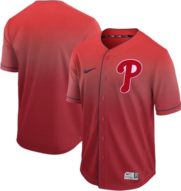 Phillies Blank Red Fade Authentic Stitched Baseball Jersey