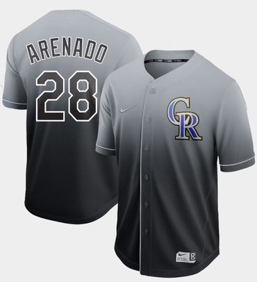 Rockies #28 Nolan Arenado Black Fade Authentic Stitched Baseball Jersey