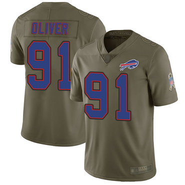 Bills #91 Ed Oliver Olive Youth Stitched Football Limited 2017 Salute to Service Jersey