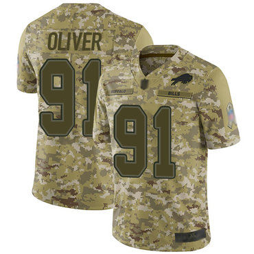 Bills #91 Ed Oliver Camo Youth Stitched Football Limited 2018 Salute to Service Jersey