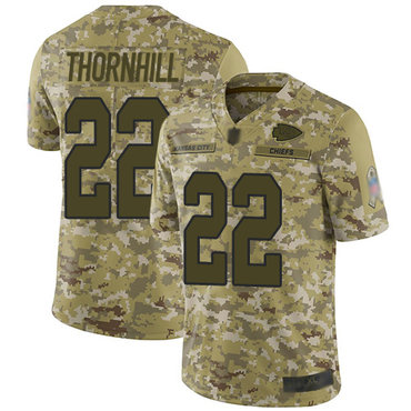 Chiefs #22 Juan Thornhill Camo Youth Stitched Football Limited 2018 Salute to Service Jersey