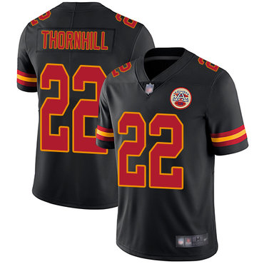 Chiefs #22 Juan Thornhill Black Youth Stitched Football Limited Rush Jersey