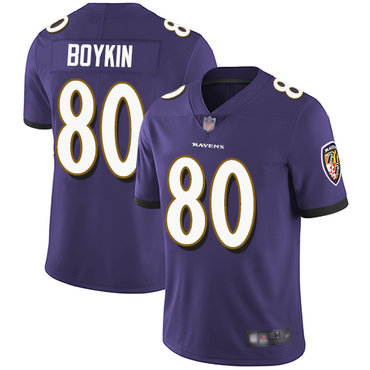 Ravens #80 Miles Boykin Purple Team Color Youth Stitched Football Vapor Untouchable Limited Jersey