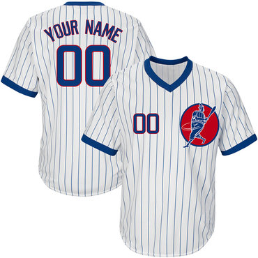 Cubs White Men's Customized Throwback New Design Jersey