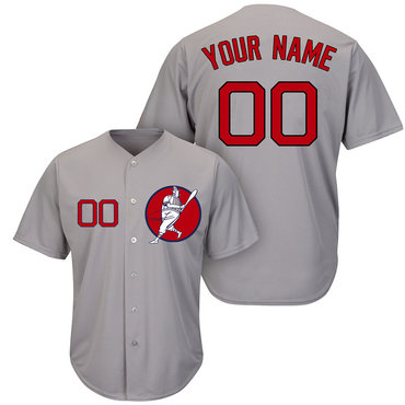 Red Sox Gray Men's Customized Cool Base New Design Jersey