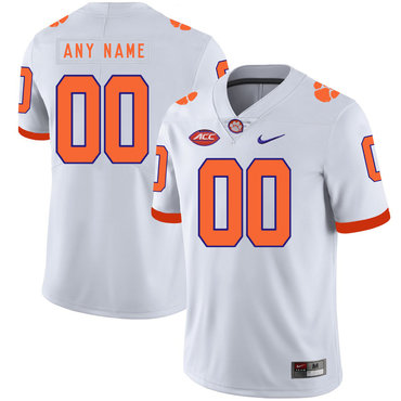 Clemson Tigers White Men's Customized Nike College Football Jersey