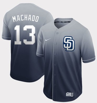 Padres #13 Manny Machado Navy Fade Authentic Stitched Baseball Jersey