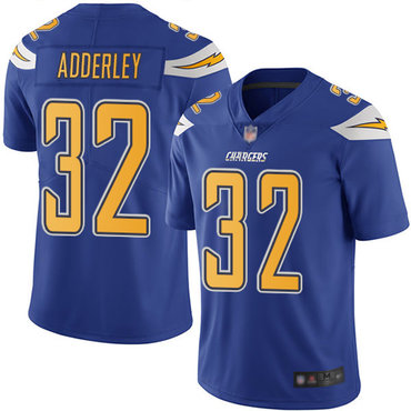 Chargers #32 Nasir Adderley Electric Blue Youth Stitched Football Limited Rush Jersey