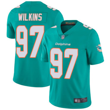 Dolphins #97 Christian Wilkins Aqua Green Team Color Youth Stitched Football Vapor Untouchable Limited Jersey