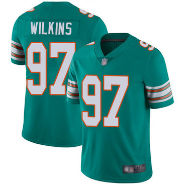 Dolphins #97 Christian Wilkins Aqua Green Alternate Youth Stitched Football Vapor Untouchable Limited Jersey
