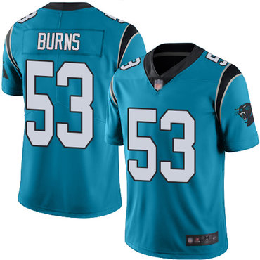 Panthers #53 Brian Burns Blue Youth Stitched Football Limited Rush Jersey