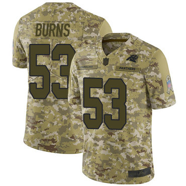 Panthers #53 Brian Burns Camo Youth Stitched Football Limited 2018 Salute to Service Jersey