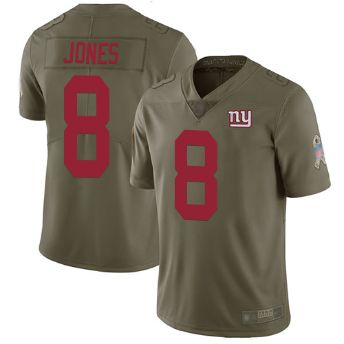 Giants #8 Daniel Jones Olive Youth Stitched Football Limited 2017 Salute to Service Jersey