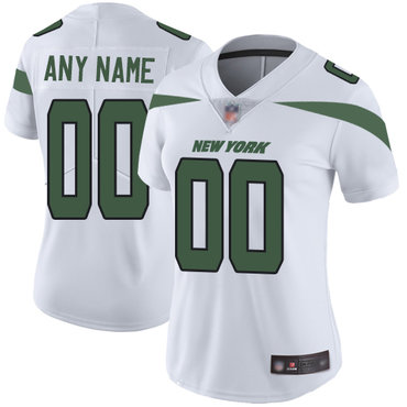 Customized New York Jets Road Jersey Women's White Vapor Untouchable Football Limited Jersey