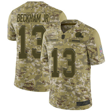 Browns #13 Odell Beckham Jr Camo Youth Stitched Football Limited 2018 Salute to Service Jersey