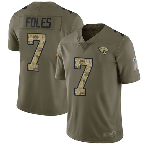 Jaguars #7 Nick Foles Olive Camo Youth Stitched Football Limited 2017 Salute to Service Jersey