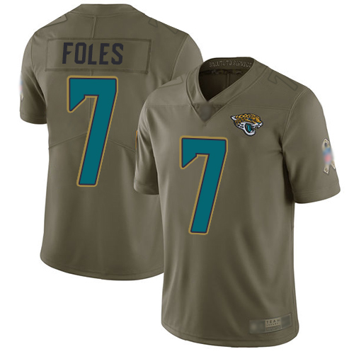 Jaguars #7 Nick Foles Olive Youth Stitched Football Limited 2017 Salute to Service Jersey