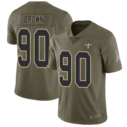 Saints #90 Malcom Brown Olive Youth Stitched Football Limited 2017 Salute to Service Jersey