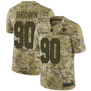 Saints #90 Malcom Brown Camo Youth Stitched Football Limited 2018 Salute to Service Jersey